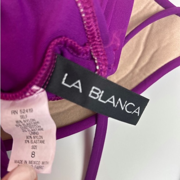 LA BLANCA Island Goddess Orchid Purple  Strappy One-Piece Swimsuit Size … - Picture 4 of 7